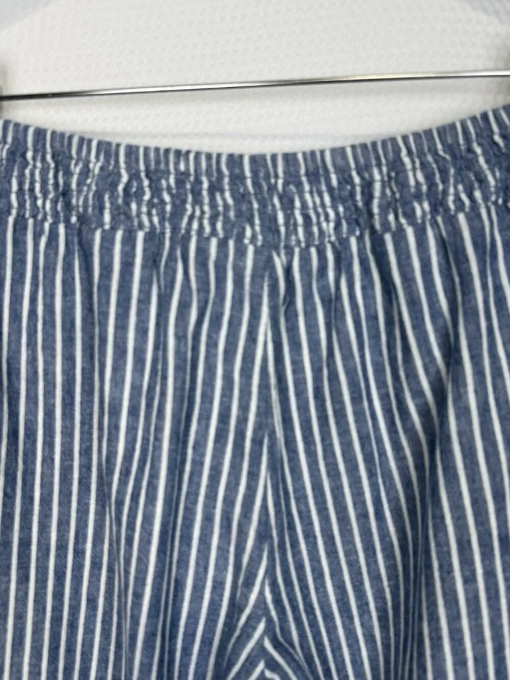 Beach Lunch Lounge Pants Sz Extra Small Linen Blend Striped Blue White Tie Waist - Picture 5 of 14